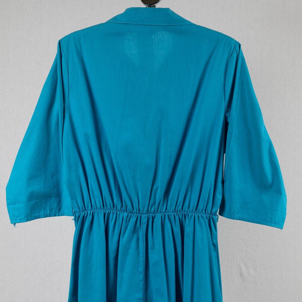 Vintage Blair cotton poly blue midi dress size M - Picture 6 of 12